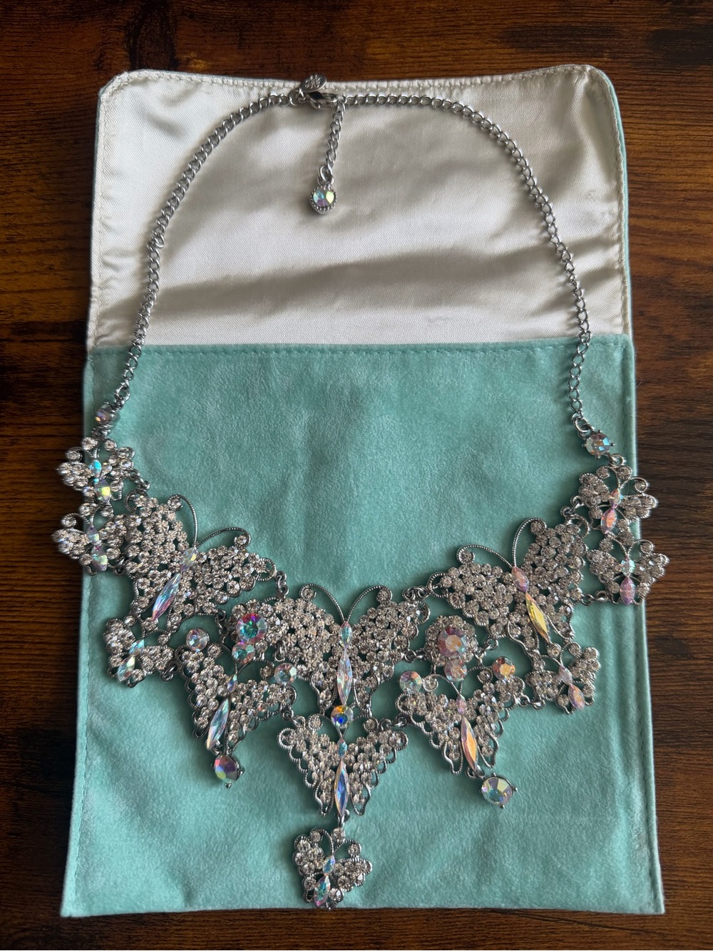 Kirks Folly Silver and AB Crystal Bib Necklace - Picture 11 of 12